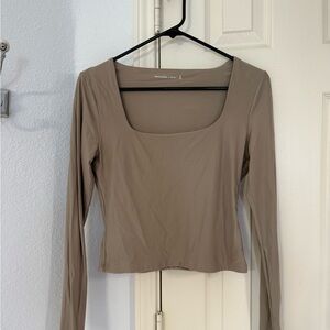 Abercrombie & Fitch Long Sleeve Square Neck Top - Brown